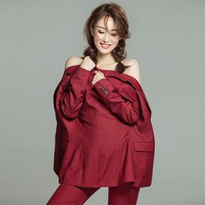 Custom <strong>Red</strong> Pant Coat Design Ladies Suits Pictures - Product Image 4