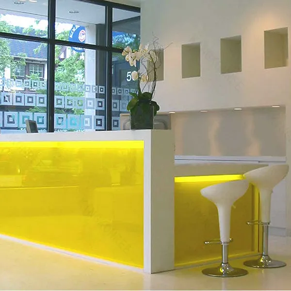 Kkr mesa de receptor colorido de superfície, pedra de superfície sólida transparente para desenho e design 3d de salão de beleza