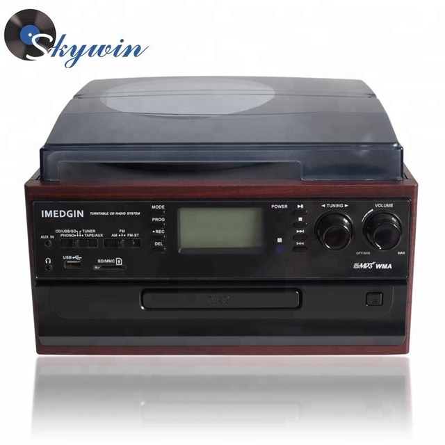 Factory Selling CD Turntable Player Retro Gramophone With Cassette Player Radio USB/SD/CD Converter