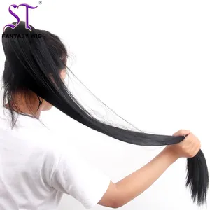 Party Weave Extra Long 40" Natural Black Straight Ladies Clip In Ponytail Hair Extension With Japanese Synthetic Hair