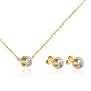 Commercio all'ingrosso di moda di fabbrica in oro 18 carati con cristallo Avenue gioielli coreani con zirconi cubici