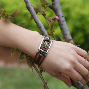 <span class=keywords><strong>Tibet</strong></span> Steen Meerlagig Lederen Armband Kruis Bedels Kralen Armband Voor Heren Vintage Punk Wrap Polsband