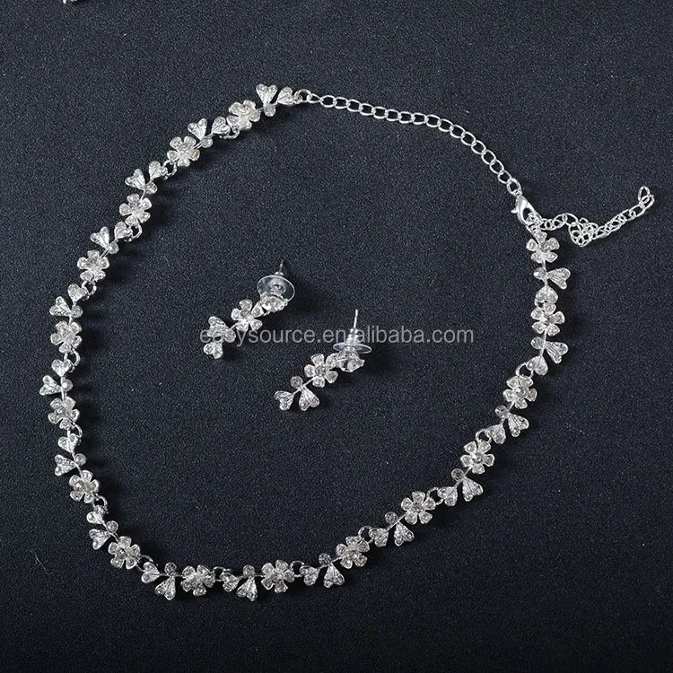 Zircon Chandelier Earring Necklace Set Cheap Bridal Jewelry Set