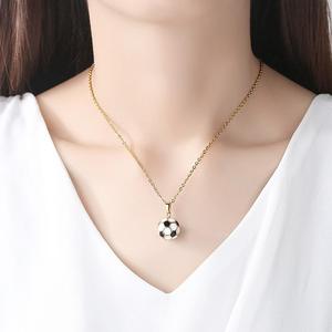 Kalung Sporty Liontin Sepak Bola dengan Rantai Kalung Sepak Bola Baja Tahan Karat Warna Emas Perhiasan Bola Olahraga Pria/Wanita - Product Image 6