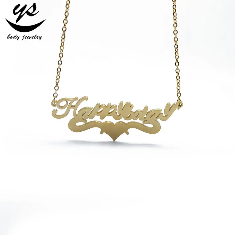Personalized Custom Jewelry 24K Gold Plated With Middle Heart Name Necklace