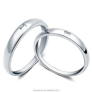 Đơn Giản Tim Nhẫn Cưới Đặt Nhẫn Bạc Trang Sức Mạ Vàng 925 Bạc Linh Vật Đính Hôn Cho Các Cặp Vợ Chồng 18K Trắng 2 Grams - Product Image 1