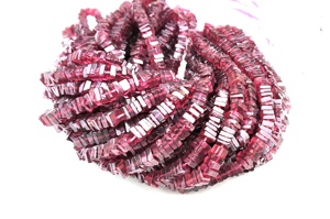 พลอยโกเมนธรรมชาติสีแดงลูกปัด Heishi ทรงสี่เหลี่ยมเรียบสำหรับทำเครื่องประดับพลอยญี่ปุ่น - Product Image 3