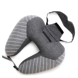 Coussin de voyage en forme de U, micro perles remplissage, oreiller pour le cou, pour avion, coussin doux, personnalisé avec masque pour les yeux, 1 pièce - Product Image 1