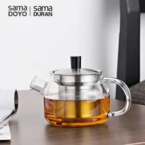 Tea pot modern infuser teapot set tea cup set glass teapot with 304 stainless steel strainer for loose tea