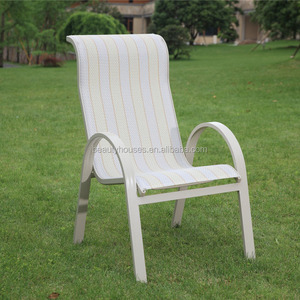 Sillas de jardín de aluminio para exteriores contemporáneas Sling apilable Patio comedor silla con brazo para sala de estar baño muebles de exterior - Product Image 2