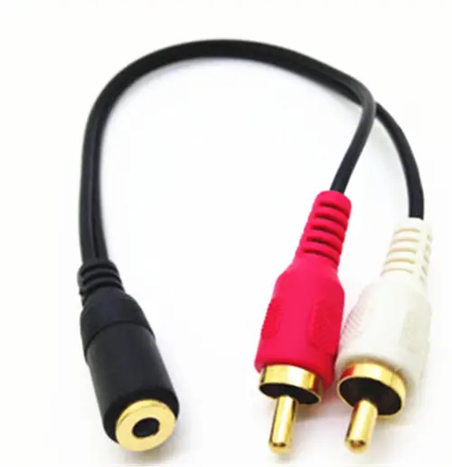 3.5mm Stereo Female Jack To 2 RCA Male Plug Adapter Headphone Y Audio Cable 15cm Black color Top quality cabletolink