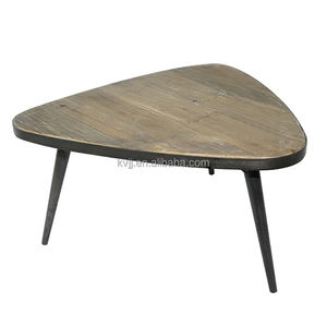 KVJ-7346 elegante tavolino da caffè triangolare a tre gambe in legno antico in vendita - Product Image 1