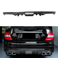 Arrière en Fiber De carbone Diffuseur de Lèvre de Spoiler Avec Grill pour Benz Classe C W204 C63 AMG 2008 2009 2010 2011 V Style FRP Voiture Pare-chocs
