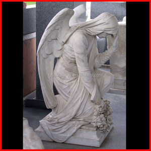 Statue d'ange en pleurs <span class=keywords><strong>de</strong></span> cimetière en <span class=keywords><strong>marbre</strong></span> sculpté à la main taille réelle - Product Image 6