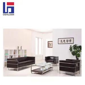 Factory price leather sectional 3 seater reception office sofa set furniture