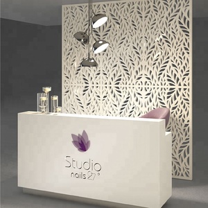 LUX personalizado de gama alta ecológico comercial moderno Escritorio de recepción blanco Oficina Hotel centro comercial Uso Vidrio madera Material - Product Image 6
