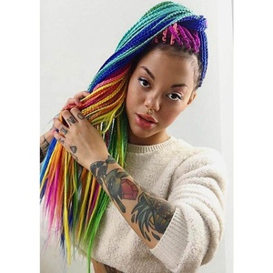 24 "60cm piegato 80 grammi (1001-T2404) Henlon ad alta temperatura Bubblegum <span class=keywords><strong>rosa</strong></span> blu Jumbo treccia 100 capelli intrecciati sintetici - Product Image 3