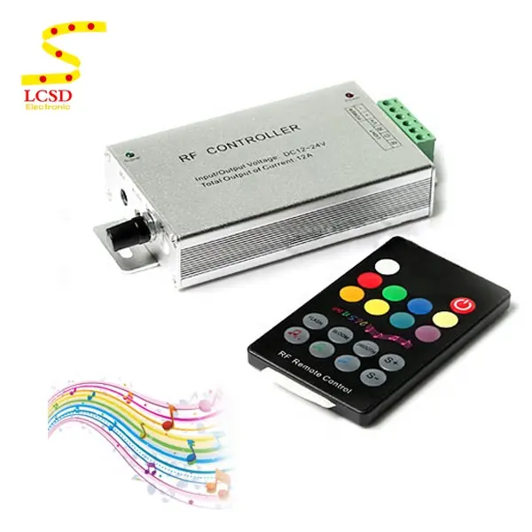 Controlador de música LED RGB DC12V-24V, 18 teclas, Sensor de sonido remoto RF, Control de Audio de voz para tira de luz LED RGB 3528 5050