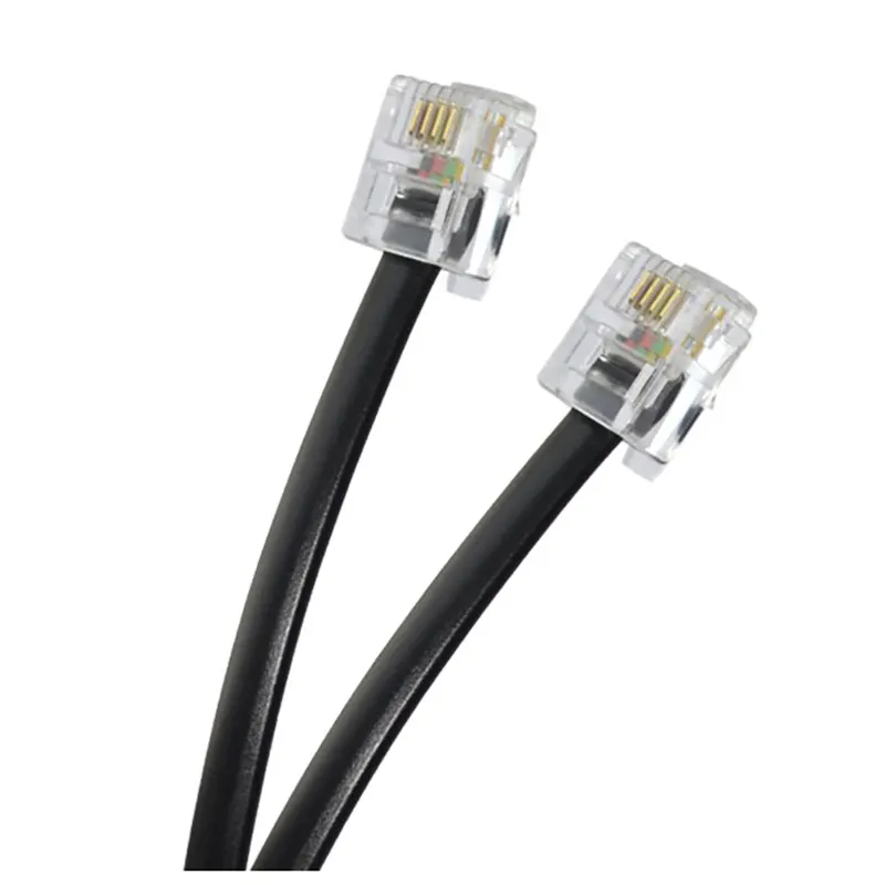 6FT AWM 26AWG 1 Pair 2 wire CCA RJ11 Serial Telephone Cable 6P4C 6P2C ADSL RJ11 Cable For ADSL Telephone Modem Cables