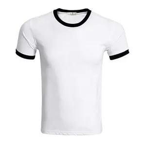 Camiseta de algodão ringer masculina vermelha, venda por atacado, camiseta de algodão