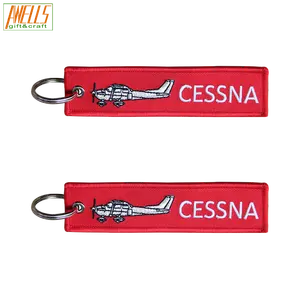 Customized Embroidered Aviation Key Chains Logo Cessna Embroidered Key Chains