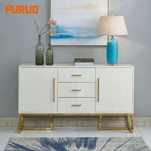 European White Simple Wooden Cabinet Living Room <strong>Corner</strong> Steel Desk <strong>Console</strong> <strong>Table</strong> - Product Image 2