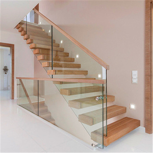 Escalier droit en acier et bois pour l'intérieur, cm, avec Design de balustrade en verre, justaucorps - Product Image 4