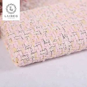 soft customized pink polyester waffle weave cotton nylon boucle tweed fabric