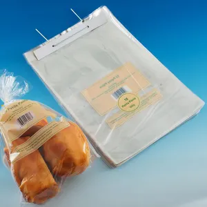 Custom printed transparent wicket poly bag bread packaging bag with twist tie