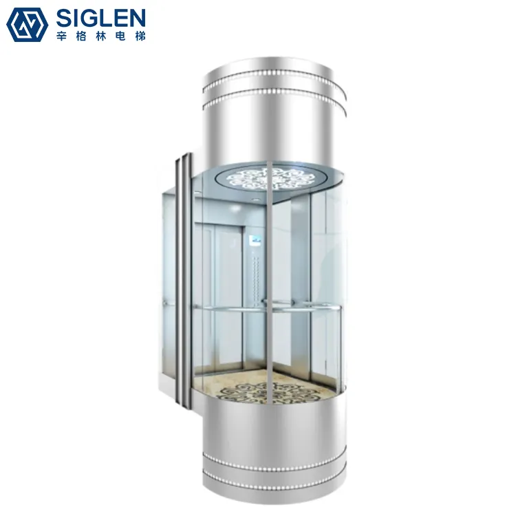 الصين الصانع تستخدم بانورامي مصعد زجاجي ورفع المورد SIGLEN مصممة الزجاج الجميل مصعد منزلي و رفع