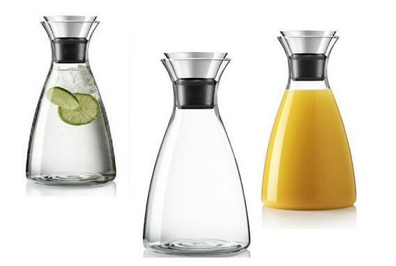 Haonai Hand mouth glass pitcher with lid and spout glass water carafe