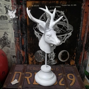 Decoração de móveis para casa de cor antiga, escultura de cabeça de cervos em resina