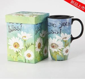 Tasse à café en céramique avec logo personnalisé promotionnel tasses en céramique avec couvercle, 17oz - Product Image 4