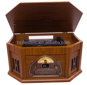 Gramophone à l'ancienne avec lecteur USB, SD, CD, cassette, Bluetooth sans fil, <span class=keywords><strong>vinyle</strong></span> rétro, tourne-disque - Product Image 1