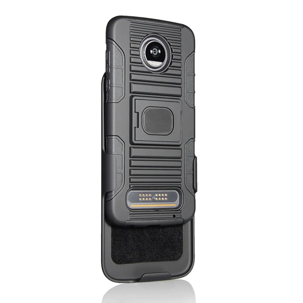 Latest design armor style case for moto z force z2 play with kickstand robot holster