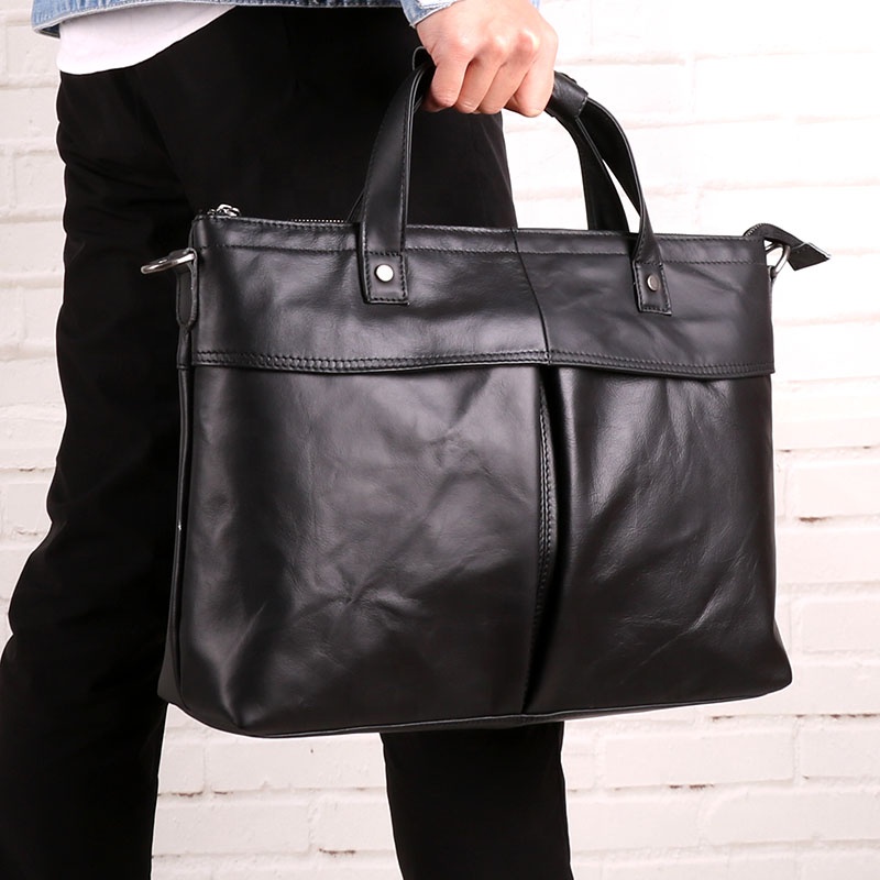 Портфель Dujiang мужской из натуральной кожи, саквояж в деловом стиле, чемоданчик на плечо для ноутбука 15,6 дюйма, вместительный тоут