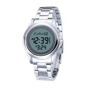 素晴らしいイスラムの宗教的な贈り物アザンイスラム教徒の祈りの時間はコーランのブックマークQiblaコンパスデジタルLCD防水時計を警告します - Product Image 4