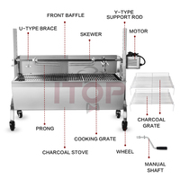 Barbecue extérieur grand format en acier inoxydable pour porc et agneau, avec rôtissoire à charbon et moteur électrique de 40 kg