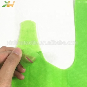 环保和可重复使用的聚丙烯纺粘无纺布t恤/背心无纺布包t恤新华纺织平纹染袋 - Product Image 5