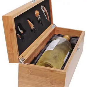 सुरुचिपूर्ण बांस लकड़ी शराब उपहार बॉक्स सेट उपकरण अंतरिक्ष लकड़ी शराब उपहार बॉक्स