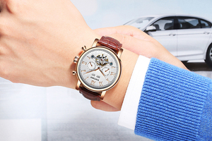 KINYUED <span class=keywords><strong>Automatico</strong></span> Tourbillon Orologi Meccanico <span class=keywords><strong>Automatico</strong></span> Della Cinghia di Cuoio Degli Uomini di Modo <span class=keywords><strong>Orologio</strong></span> Meccanico - Product Image 5