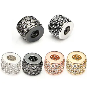 beads 8mm hole Suppliers-2019 large hole accessories 8mm zircon crystal charms bead spacers beads for jewelry making micro pave bead