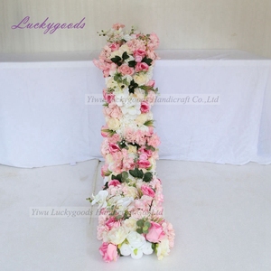 Guirnalda Floral Artificial para Escenario de Boda LFB1372, Arreglo Floral de Boda Hecho a Mano en Blanco y <span class=keywords><strong>Rosa</strong></span>, Largo para Decoración de Mesa - Product Image 2
