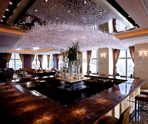 酒店玻璃吸顶灯餐厅大吊灯高天花板酒吧发光二极管灯现代吊灯定制制造商