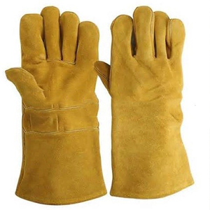 Guantes de trabajo de cuero largos divididos de vaca roja - Product Image 4