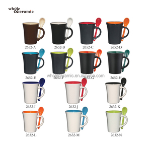 Popular Colorful <strong>Dot</strong> Ceramic Coffee <strong>Mug</strong> <strong>With</strong> Spoon in Handle