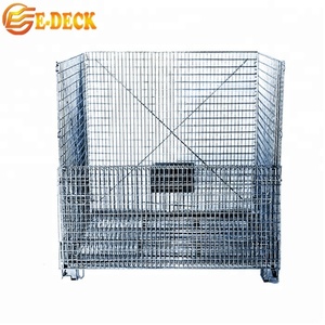 אחסון מתקפל מתקפל stackable פלדת מתכת חוט סלי כלוב מזרן מיכל למחסן - Product Image 2