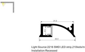 Slim ALP2221 Recessed Led Profile Aluminum for <strong>Strips</strong> <strong>Lighting</strong> with <strong>Diffuser</strong> - Product Image 3
