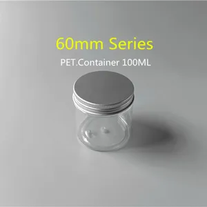 100ml durchsichtiger Kunststoff kugel behälter mit Aluminium-Schraub verschluss mit 60mm Durchmesser