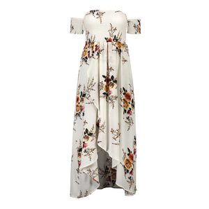 Abito <span class=keywords><strong>lungo</strong></span> in chiffon con stampa floreale abito <span class=keywords><strong>lungo</strong></span> da donna abiti sexy abito estivo da spiaggia con <span class=keywords><strong>spacco</strong></span> bianco - Product Image 6